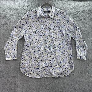 Lauren Ralph Lauren Women's‎ 1X Button Up Long Sleeve Pansy Floral Shirt